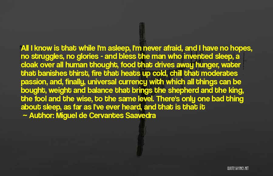 Miguel De Cervantes Saavedra Quotes: All I Know Is That While I'm Asleep, I'm Never Afraid, And I Have No Hopes, No Struggles, No Glories