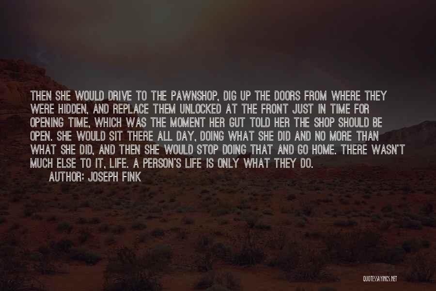Joseph Fink Quotes: Then She Would Drive To The Pawnshop, Dig Up The Doors From Where They Were Hidden, And Replace Them Unlocked