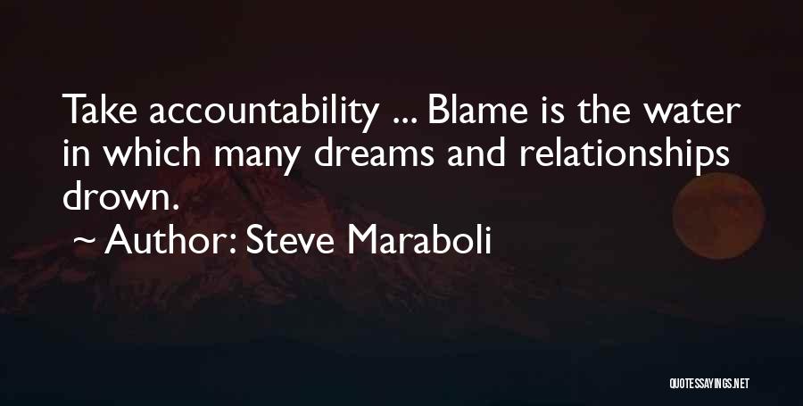 Steve Maraboli Quotes: Take Accountability ... Blame Is The Water In Which Many Dreams And Relationships Drown.