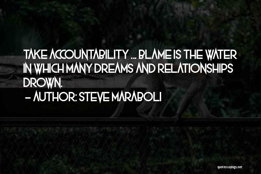 Steve Maraboli Quotes: Take Accountability ... Blame Is The Water In Which Many Dreams And Relationships Drown.