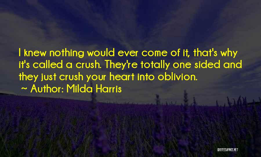 Milda Harris Quotes: I Knew Nothing Would Ever Come Of It, That's Why It's Called A Crush. They're Totally One Sided And They