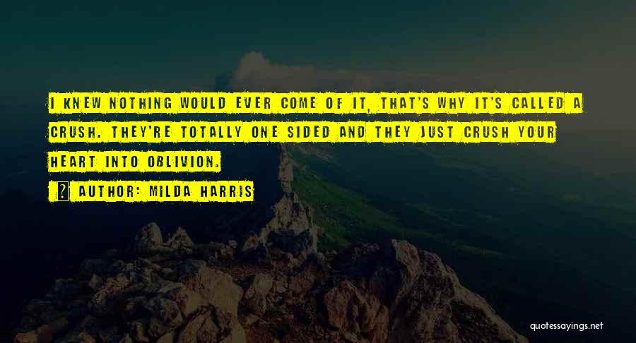 Milda Harris Quotes: I Knew Nothing Would Ever Come Of It, That's Why It's Called A Crush. They're Totally One Sided And They
