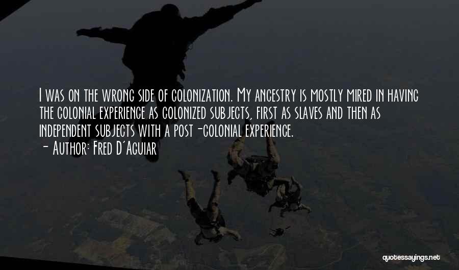 Fred D'Aguiar Quotes: I Was On The Wrong Side Of Colonization. My Ancestry Is Mostly Mired In Having The Colonial Experience As Colonized