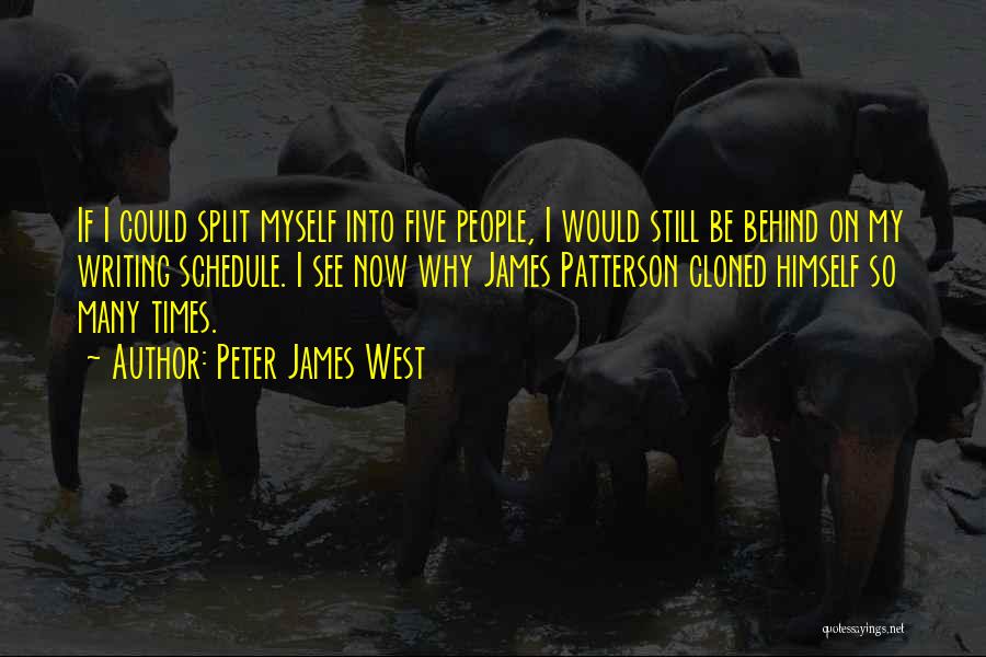 Peter James West Quotes: If I Could Split Myself Into Five People, I Would Still Be Behind On My Writing Schedule. I See Now