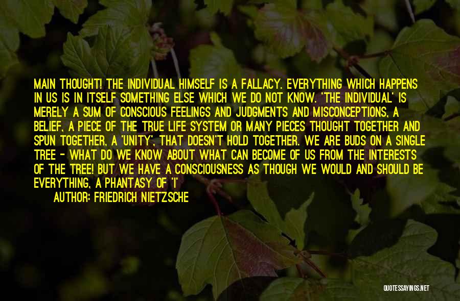 Friedrich Nietzsche Quotes: Main Thought! The Individual Himself Is A Fallacy. Everything Which Happens In Us Is In Itself Something Else Which We