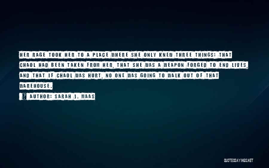 Sarah J. Maas Quotes: Her Rage Took Her To A Place Where She Only Knew Three Things: That Chaol Had Been Taken From Her,