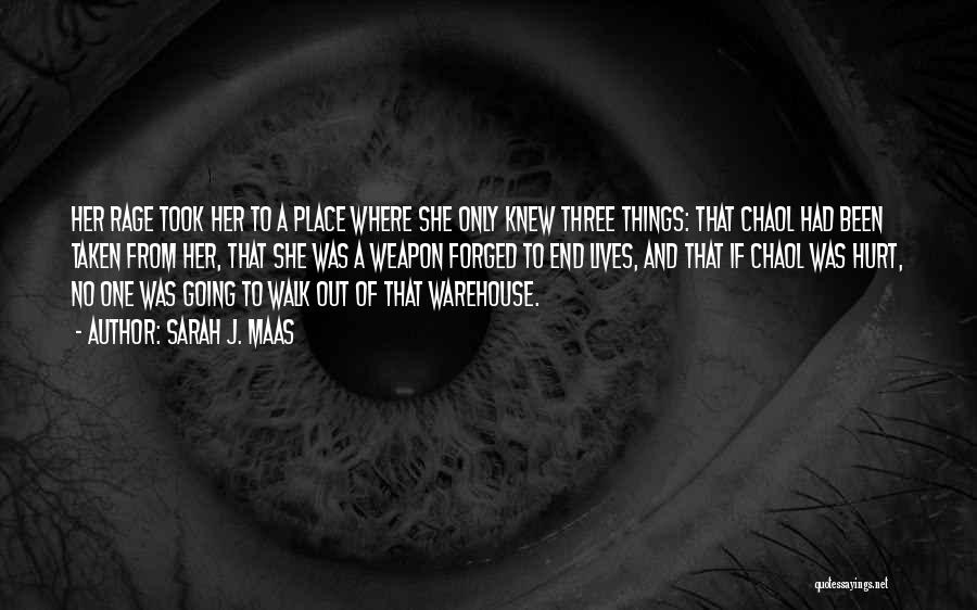 Sarah J. Maas Quotes: Her Rage Took Her To A Place Where She Only Knew Three Things: That Chaol Had Been Taken From Her,