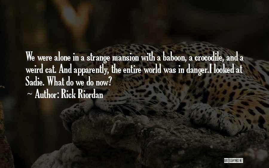 Rick Riordan Quotes: We Were Alone In A Strange Mansion With A Baboon, A Crocodile, And A Weird Cat. And Apparently, The Entire