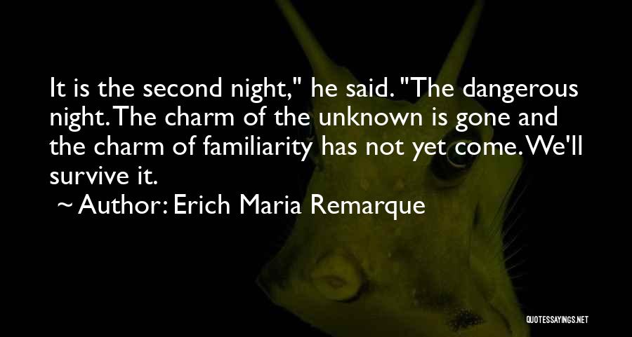 Erich Maria Remarque Quotes: It Is The Second Night, He Said. The Dangerous Night. The Charm Of The Unknown Is Gone And The Charm