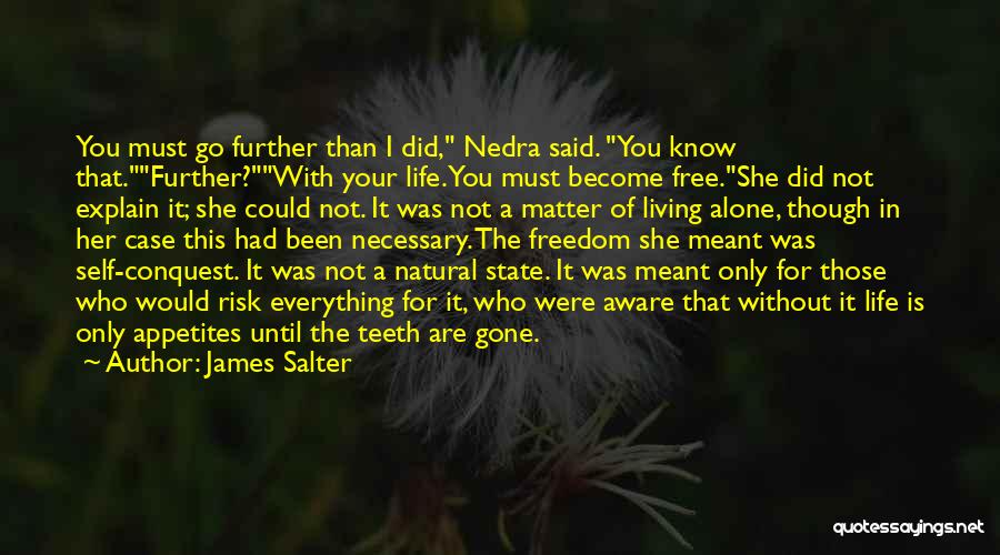 James Salter Quotes: You Must Go Further Than I Did, Nedra Said. You Know That.further?with Your Life. You Must Become Free.she Did Not