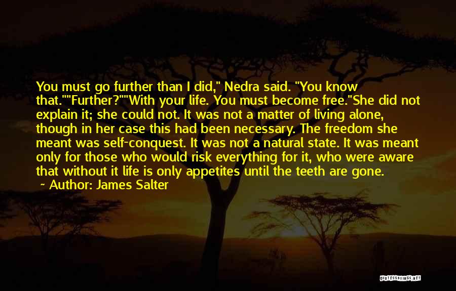 James Salter Quotes: You Must Go Further Than I Did, Nedra Said. You Know That.further?with Your Life. You Must Become Free.she Did Not