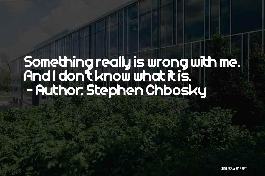 Stephen Chbosky Quotes: Something Really Is Wrong With Me. And I Don't Know What It Is.