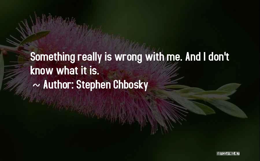 Stephen Chbosky Quotes: Something Really Is Wrong With Me. And I Don't Know What It Is.