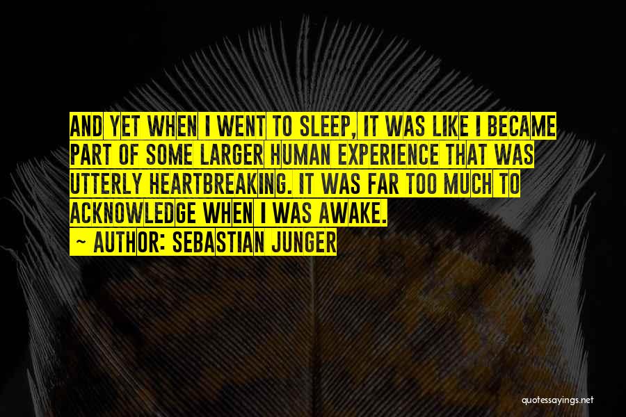 Sebastian Junger Quotes: And Yet When I Went To Sleep, It Was Like I Became Part Of Some Larger Human Experience That Was