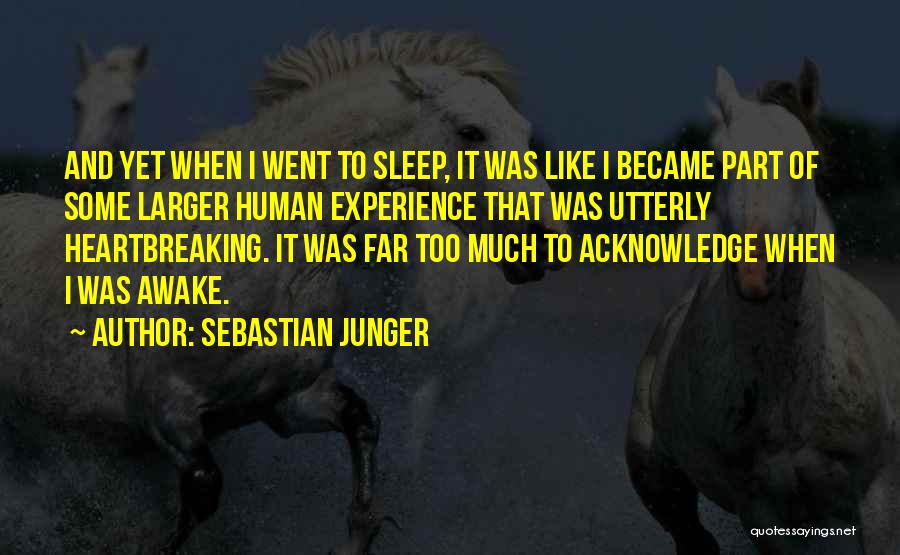 Sebastian Junger Quotes: And Yet When I Went To Sleep, It Was Like I Became Part Of Some Larger Human Experience That Was