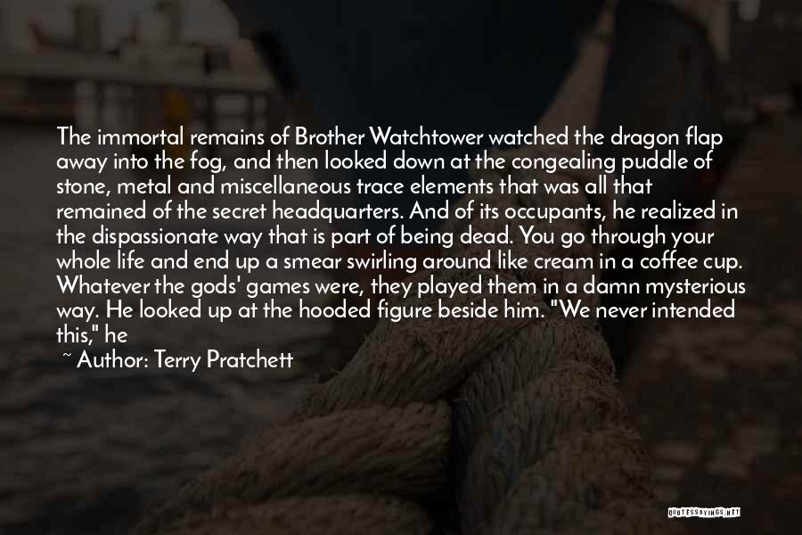 Terry Pratchett Quotes: The Immortal Remains Of Brother Watchtower Watched The Dragon Flap Away Into The Fog, And Then Looked Down At The