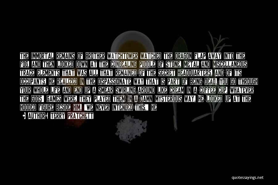 Terry Pratchett Quotes: The Immortal Remains Of Brother Watchtower Watched The Dragon Flap Away Into The Fog, And Then Looked Down At The