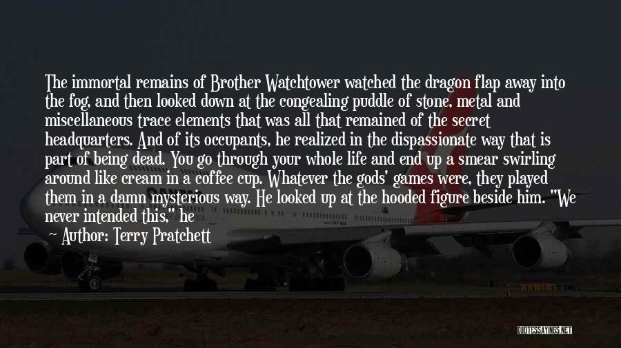 Terry Pratchett Quotes: The Immortal Remains Of Brother Watchtower Watched The Dragon Flap Away Into The Fog, And Then Looked Down At The