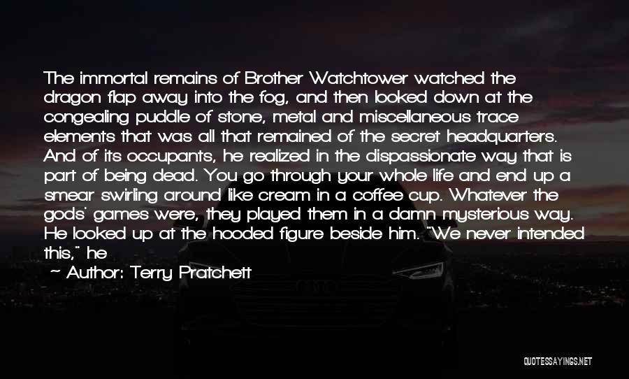 Terry Pratchett Quotes: The Immortal Remains Of Brother Watchtower Watched The Dragon Flap Away Into The Fog, And Then Looked Down At The