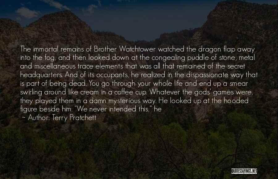 Terry Pratchett Quotes: The Immortal Remains Of Brother Watchtower Watched The Dragon Flap Away Into The Fog, And Then Looked Down At The