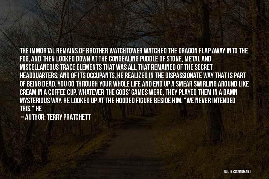 Terry Pratchett Quotes: The Immortal Remains Of Brother Watchtower Watched The Dragon Flap Away Into The Fog, And Then Looked Down At The