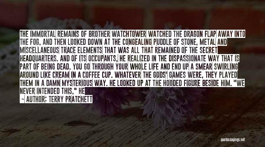 Terry Pratchett Quotes: The Immortal Remains Of Brother Watchtower Watched The Dragon Flap Away Into The Fog, And Then Looked Down At The