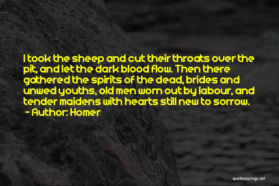 Homer Quotes: I Took The Sheep And Cut Their Throats Over The Pit, And Let The Dark Blood Flow. Then There Gathered