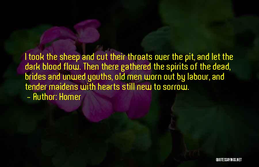 Homer Quotes: I Took The Sheep And Cut Their Throats Over The Pit, And Let The Dark Blood Flow. Then There Gathered