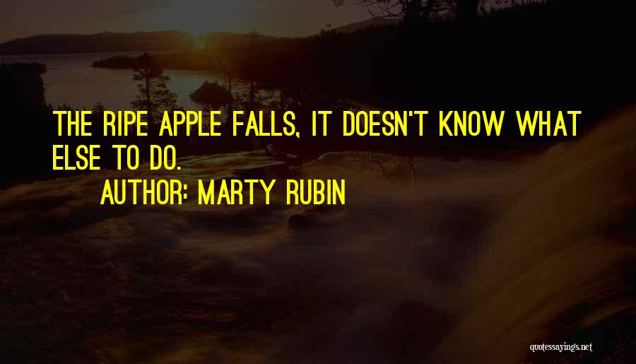 Marty Rubin Quotes: The Ripe Apple Falls, It Doesn't Know What Else To Do.