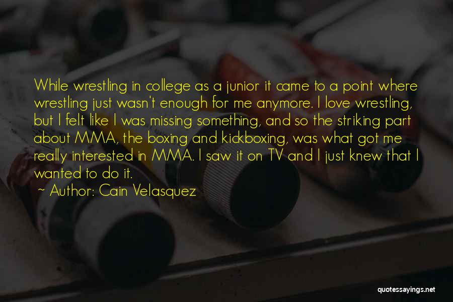 Cain Velasquez Quotes: While Wrestling In College As A Junior It Came To A Point Where Wrestling Just Wasn't Enough For Me Anymore.