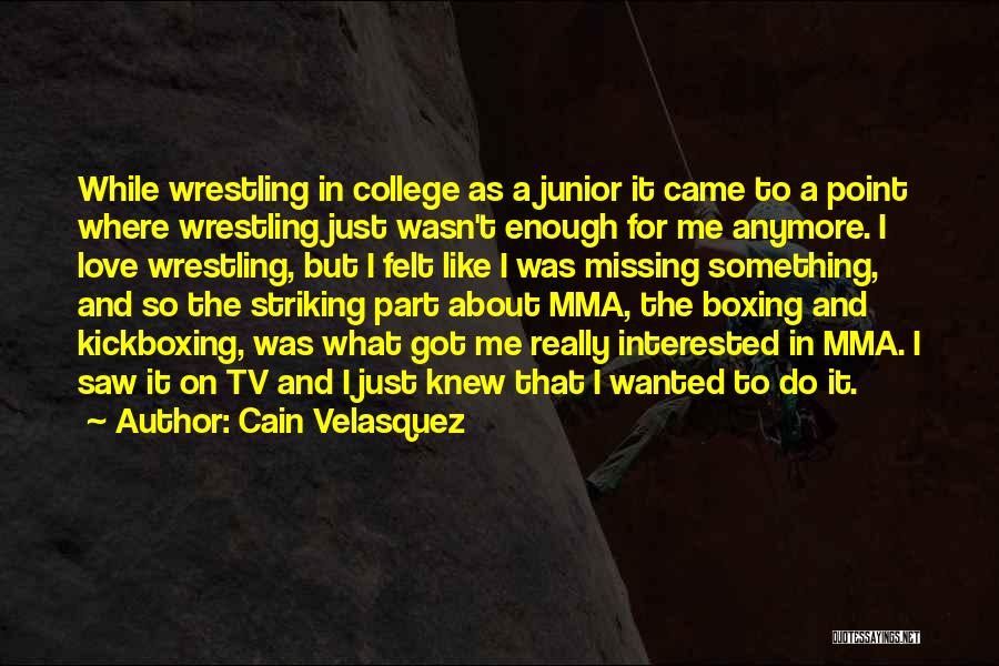 Cain Velasquez Quotes: While Wrestling In College As A Junior It Came To A Point Where Wrestling Just Wasn't Enough For Me Anymore.