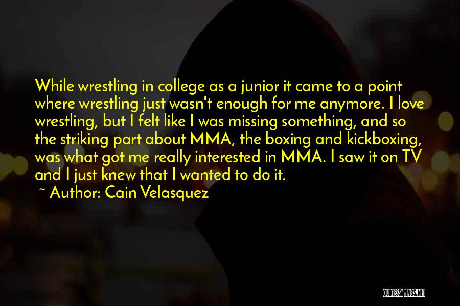 Cain Velasquez Quotes: While Wrestling In College As A Junior It Came To A Point Where Wrestling Just Wasn't Enough For Me Anymore.