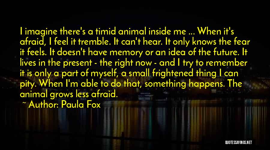 Paula Fox Quotes: I Imagine There's A Timid Animal Inside Me ... When It's Afraid, I Feel It Tremble. It Can't Hear. It