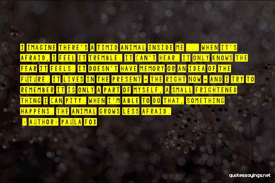 Paula Fox Quotes: I Imagine There's A Timid Animal Inside Me ... When It's Afraid, I Feel It Tremble. It Can't Hear. It