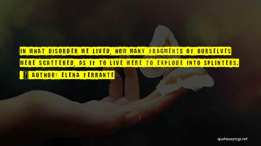 Elena Ferrante Quotes: In What Disorder We Lived, How Many Fragments Of Ourselves Were Scattered, As If To Live Were To Explode Into