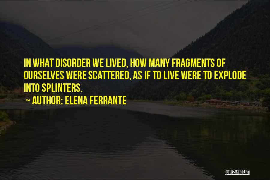 Elena Ferrante Quotes: In What Disorder We Lived, How Many Fragments Of Ourselves Were Scattered, As If To Live Were To Explode Into