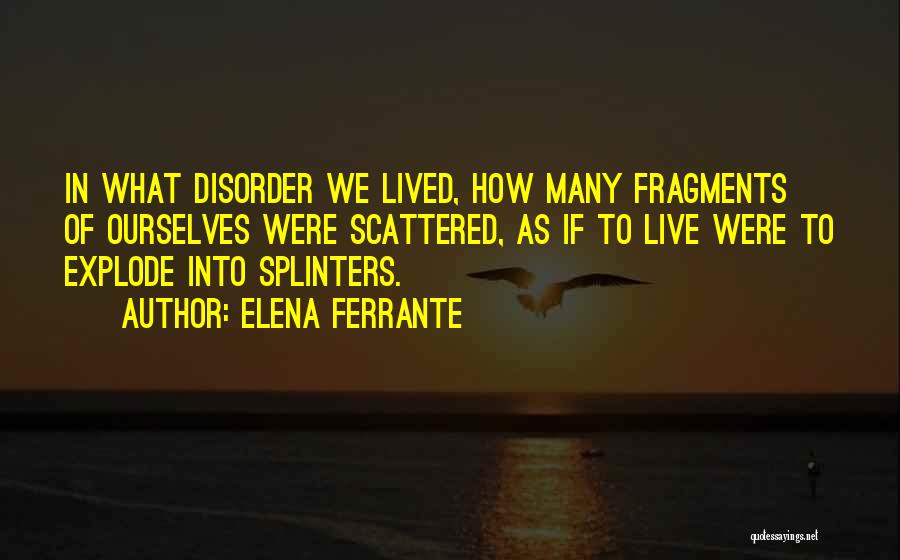 Elena Ferrante Quotes: In What Disorder We Lived, How Many Fragments Of Ourselves Were Scattered, As If To Live Were To Explode Into