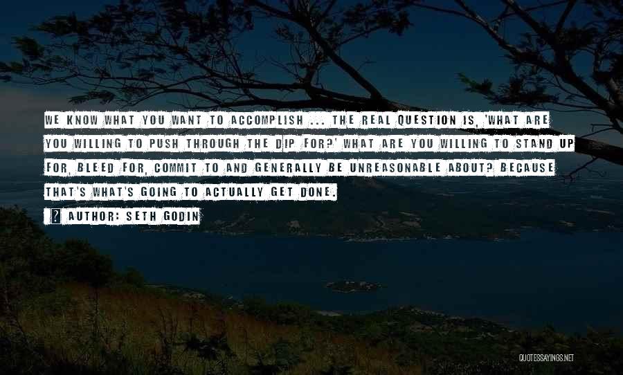 Seth Godin Quotes: We Know What You Want To Accomplish ... The Real Question Is, 'what Are You Willing To Push Through The