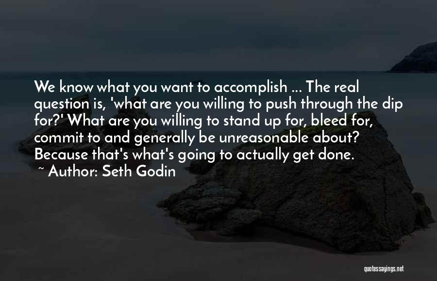 Seth Godin Quotes: We Know What You Want To Accomplish ... The Real Question Is, 'what Are You Willing To Push Through The