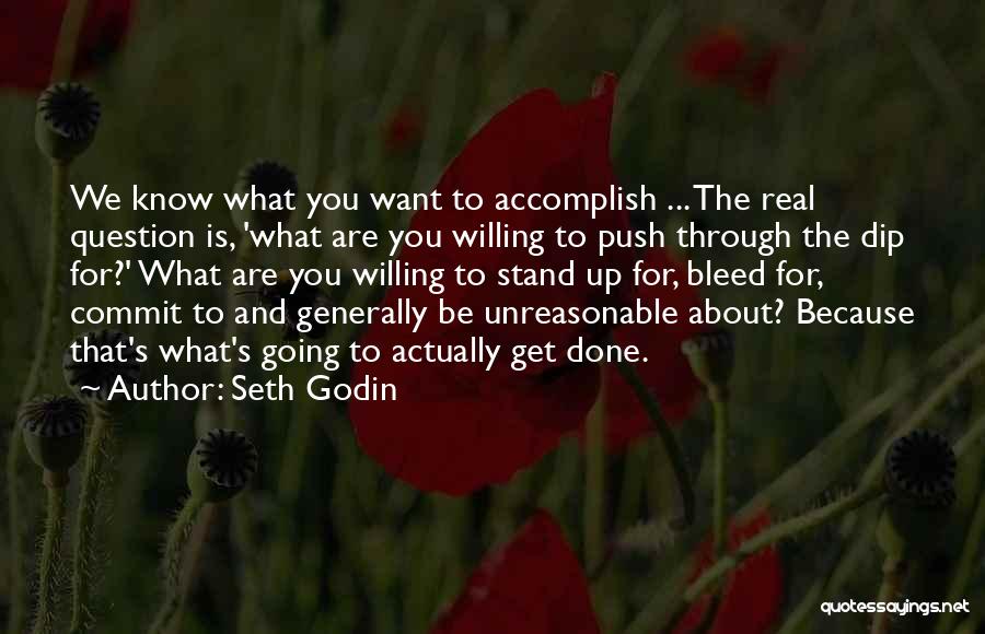 Seth Godin Quotes: We Know What You Want To Accomplish ... The Real Question Is, 'what Are You Willing To Push Through The