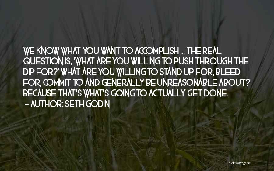Seth Godin Quotes: We Know What You Want To Accomplish ... The Real Question Is, 'what Are You Willing To Push Through The
