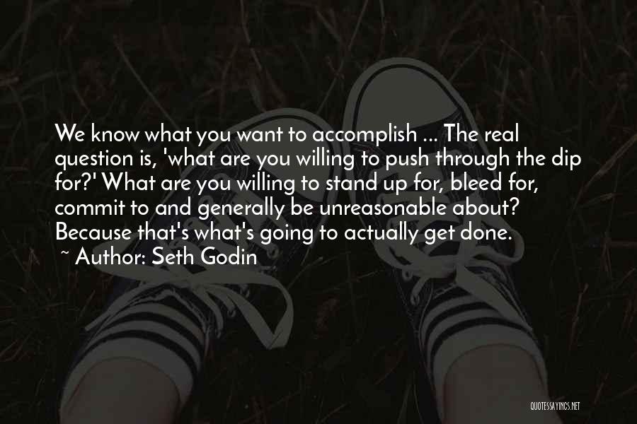 Seth Godin Quotes: We Know What You Want To Accomplish ... The Real Question Is, 'what Are You Willing To Push Through The