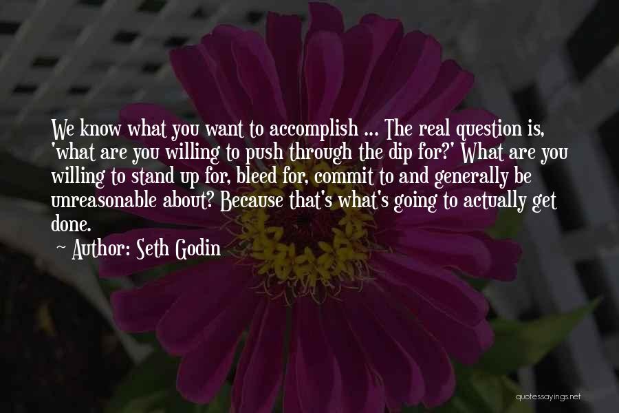 Seth Godin Quotes: We Know What You Want To Accomplish ... The Real Question Is, 'what Are You Willing To Push Through The