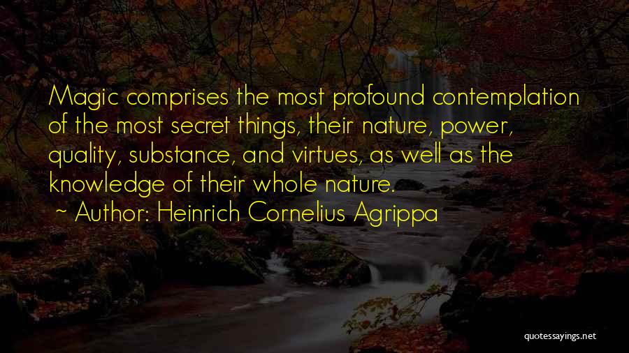 Heinrich Cornelius Agrippa Quotes: Magic Comprises The Most Profound Contemplation Of The Most Secret Things, Their Nature, Power, Quality, Substance, And Virtues, As Well