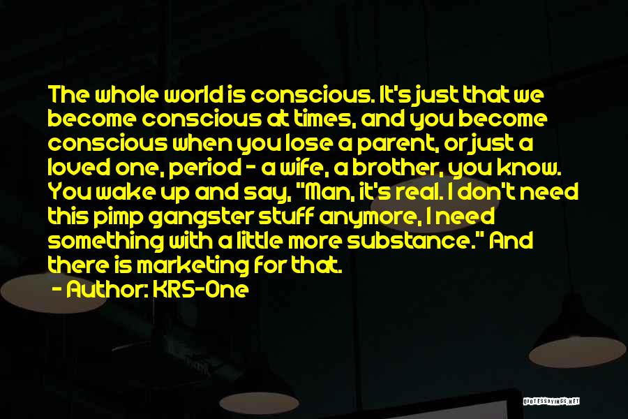 KRS-One Quotes: The Whole World Is Conscious. It's Just That We Become Conscious At Times, And You Become Conscious When You Lose