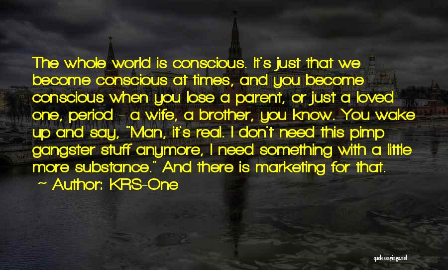 KRS-One Quotes: The Whole World Is Conscious. It's Just That We Become Conscious At Times, And You Become Conscious When You Lose