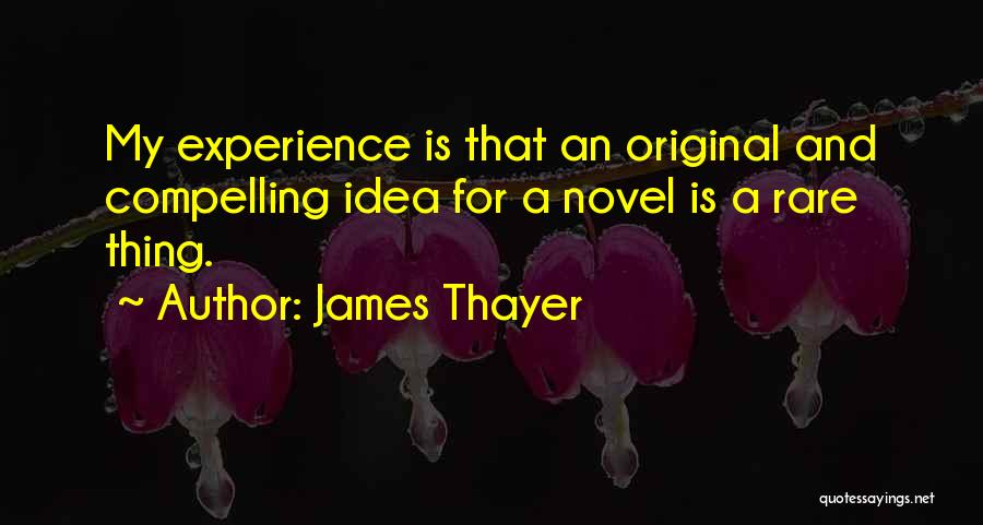 James Thayer Quotes: My Experience Is That An Original And Compelling Idea For A Novel Is A Rare Thing.