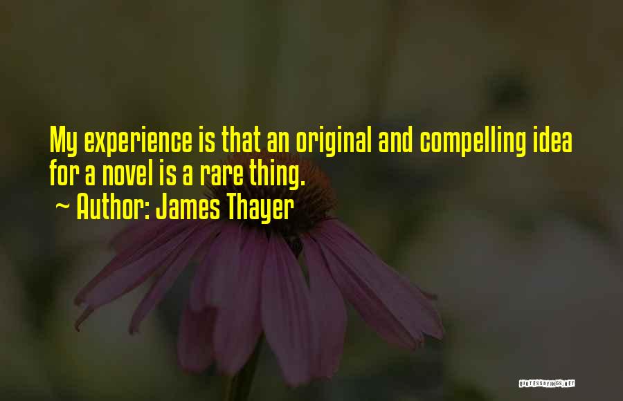James Thayer Quotes: My Experience Is That An Original And Compelling Idea For A Novel Is A Rare Thing.