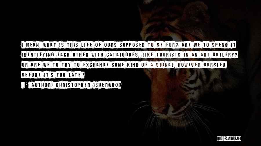 Christopher Isherwood Quotes: I Mean, What Is This Life Of Ours Supposed To Be For? Are We To Spend It Identifying Each Other