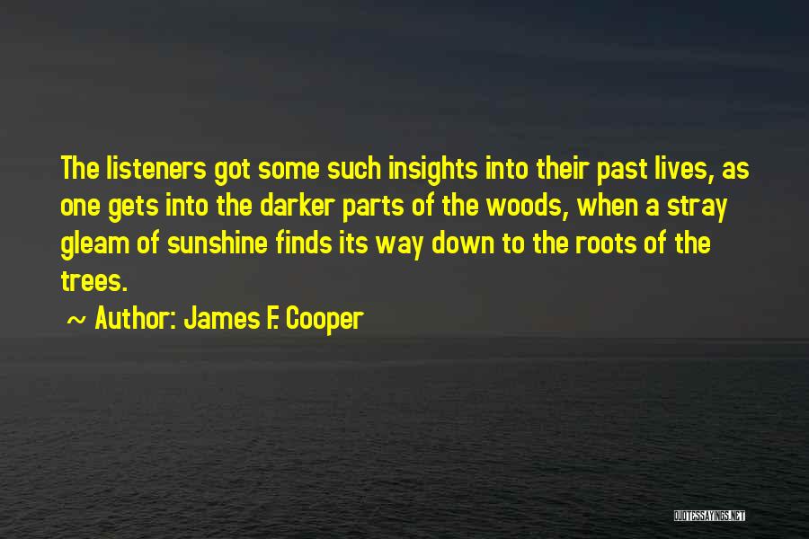 James F. Cooper Quotes: The Listeners Got Some Such Insights Into Their Past Lives, As One Gets Into The Darker Parts Of The Woods,